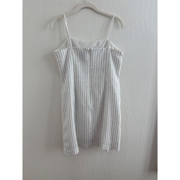 Gap Pinstripe Spaghetti Strap Soft Linen Blend Dress - Size Medium - Picture 2 of 6